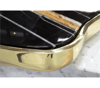 Luxury Black & White Coffee Table with Sculptural Design & High Gloss Finish