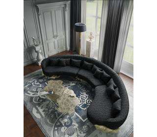 Luxury Sculptural Curved Sofa with Polished Hammered Brass Base & Organic Design