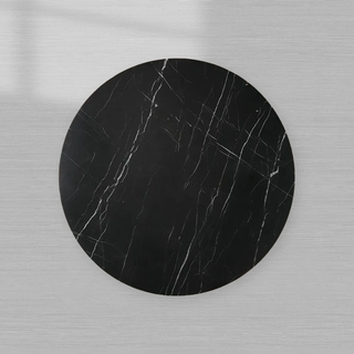 Cinzia Natural Marble Round Coffee Table Stone Cocktail Table Plinth Base Sofa Center Tea Table