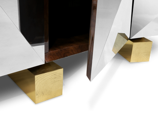 Luxury Diamond Sideboard Cabinet with Faceted Design & Hidden Storage