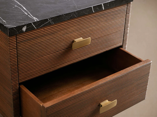Modern Mahogany Nightstand with 2 Drawers – Bedroom Bedside Storage Cabinet Furniture