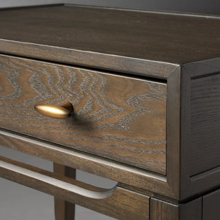 Mid Century Modern Nightstand Ash Wood – Bedroom Bedside Storage Cabinet Table