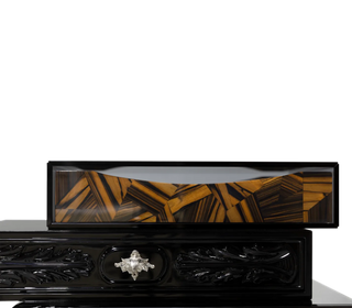 Luxury Chest of Drawers with Mixed Wood Finishes, Brass Details & Designer Storage