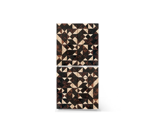 Luxury Walnut Curio Cabinet with Pixel-Inspired Design & Hidden Storage