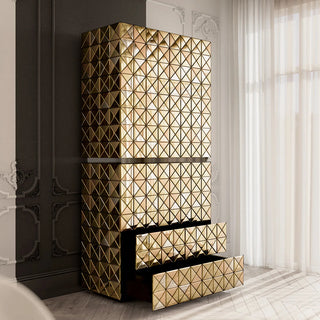 Luxury Walnut Curio Cabinet with Pixel-Inspired Design & Hidden Storage