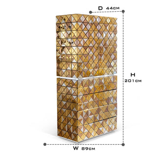 Luxury Walnut Curio Cabinet with Pixel-Inspired Design & Hidden Storage