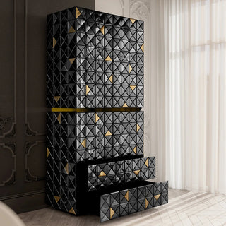 Luxury Walnut Curio Cabinet with Pixel-Inspired Design & Hidden Storage