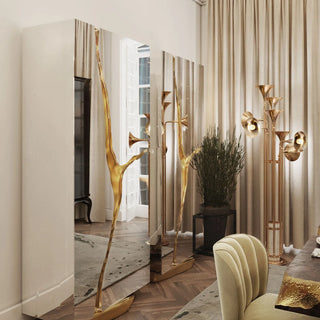 Luxury Walnut Display Cabinet with Sculptural Brass Accents & Hidden Storage