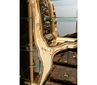 Luxury Walnut Display Cabinet with Sculptural Brass Accents & Hidden Storage