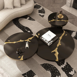 Luxury Gold Coffee Table with Round Glass Top & Sculptural Brass Base