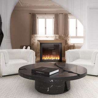 Luxury Gold Coffee Table with Round Glass Top & Sculptural Brass Base