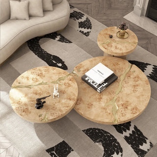 Luxury Gold Coffee Table with Round Glass Top & Sculptural Brass Base