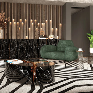 Luxury Oval Coffee Table with Sculptural Brass Accents & High Gloss Finish