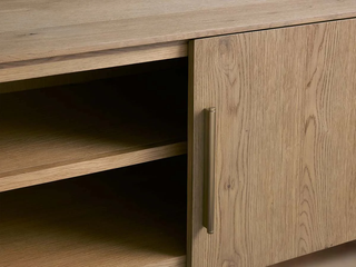 Felton Media Console Oak TV Stand Side Cabinet Television Storage Unit Wood Sideboard with Modern Minimalist Style