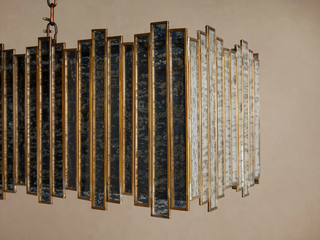 Moroccan-Inspired Antiqued Mirrored Glass Rectangular Chandelier