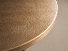 Vertex Hand-Hammered Metal Round Dining Table with Sculptural Black Iron Base | Luxury Dining Room Furniture
