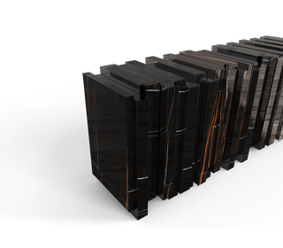 Luxury Sculptural Sideboard Cabinet with Black Gold Finish & Hidden Storage
