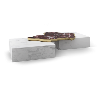 Luxury Black & White Coffee Table with Sculptural Design & High Gloss Finish