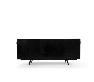 Luxury Black Sideboard Buffet Cabinet with Floral Carved Details & Storage