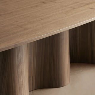 Cortina Boat-Shaped Dining Table (American Walnut): Modern Texture-Style Dining Room Meal Table