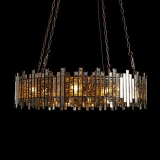 Moroccan-Inspired Antiqued Mirrored Glass Round Chandelier
