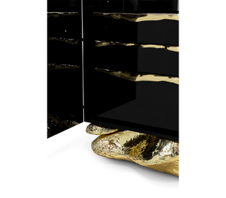Luxury Marble Storage Cabinet with Brass Base, Hidden Shelves & Designer Storage