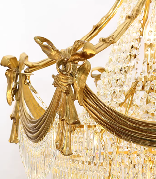 45X71 Inch Big Luxury Brass and Crystal Chandelier Lighting for High Ceiling Entrance