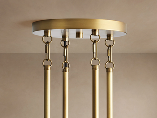 Andreas Round Brass Chandelier - Fluted Glass Modern Pendant Light for Dining Room
