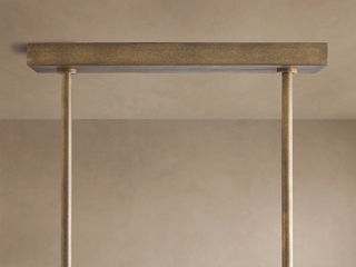 Modern Textured Cast Brass Linear Chandelier