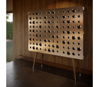 Luxury Walnut Bar Cabinet with Brass Accents & Hidden Storage