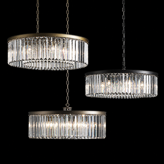 French Art Deco K9 Crystal Round Chandelier