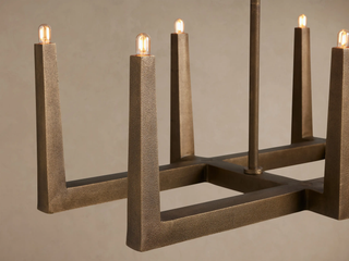 Modern Textured Cast Brass Linear Chandelier