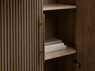 Finnley Wood Tall Cabinet: Country Style Living Room Storage Cabinet with Doors