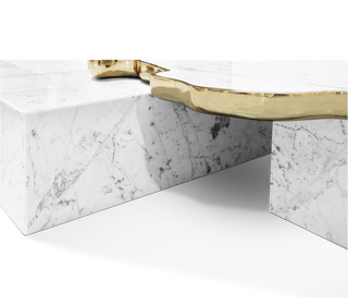 Luxury Black & White Coffee Table with Sculptural Design & High Gloss Finish