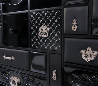 Luxury Black Sideboard Cabinet with Geometric Design & Hidden Storage