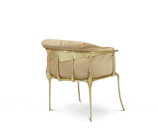 Luxury Surrealist Armchair with Gold-Plated Brass Frame, Velvet Seat & Sculptural Design