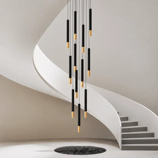 Linea Black & Gold LED Tube Chandelier