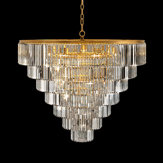 French Art Deco Tiered K9 Crystal Round Chandelier