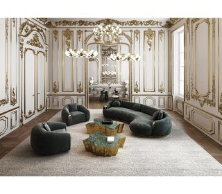 Luxury Sculptural Armchair with Polished Brass Accents & Vintage Contemporary Design