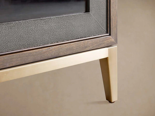 Malone Textured Leather Tall Display Cabinet with Glass Doors
