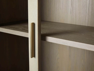 Malone Textured Leather Tall Display Cabinet with Glass Doors