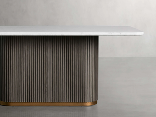 Finley Dining Table: Modern Minimalist Stone Top Column Base Dining Table