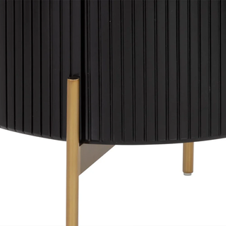 Modern Gold Base Wood Nightstand – Luxury Closed Bedside Table with Storage Drawer