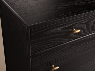 Brock 7-Drawer Wide Dresser Solid Ash Wood Brushed Brass Hardware
