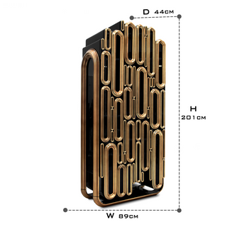 Luxury Bar Cabinet with Brass Tube Design, Glass Shelves & Hidden Storage