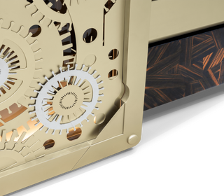 Luxury Baron Safe with Electric Opening System, Gold-Plated Brass & Walnut Root Interior