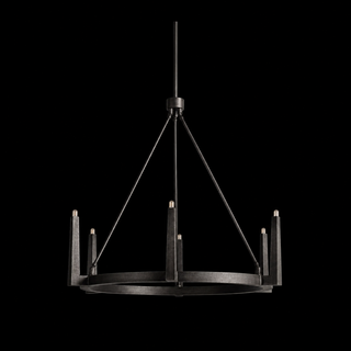 Modern Textured Cast Brass Round Chandelier