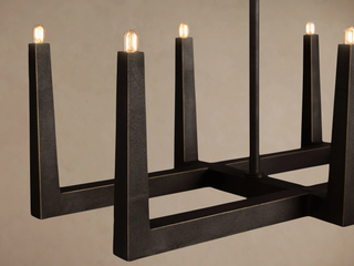 Modern Textured Cast Brass Linear Chandelier