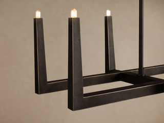 Modern Textured Cast Brass Linear Chandelier