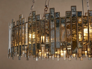 Moroccan-Inspired Antiqued Mirrored Glass Round Chandelier